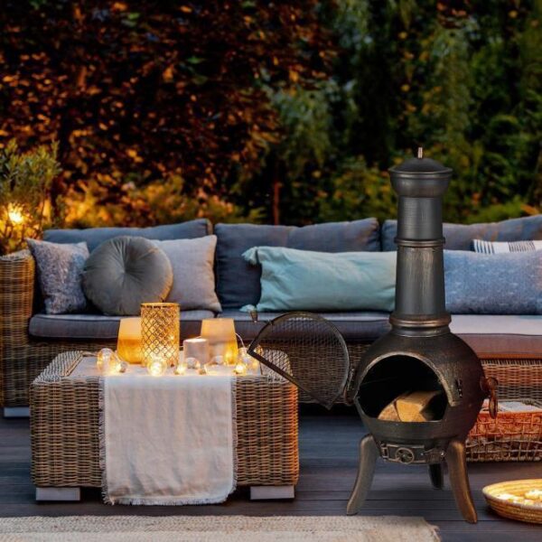 PB - Relaxdays Terrassenofen - 2 Es ist das Produktbild 2 für das folgende Produkt zu sehen: Relaxdays Terrassenofen