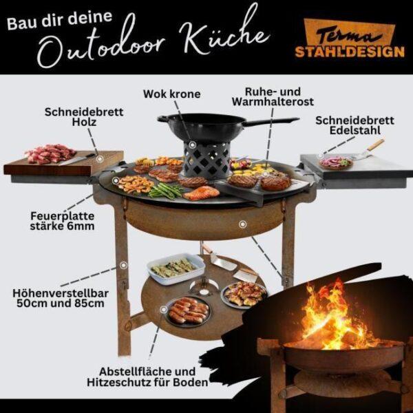 Es ist das Produktbild 3 für das folgende Produkt zu sehen: Terma Feuerschale mit Feuerplatte