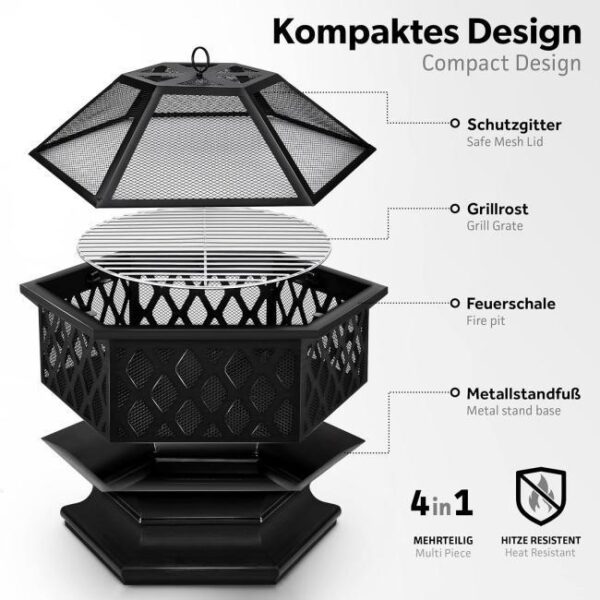 Es ist das Produktbild 2 für das folgende Produkt zu sehen: tillvex 4 in 1 Feuerkorb