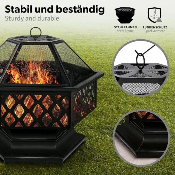 Es ist das Produktbild 3 für das folgende Produkt zu sehen: tillvex 4 in 1 Feuerkorb