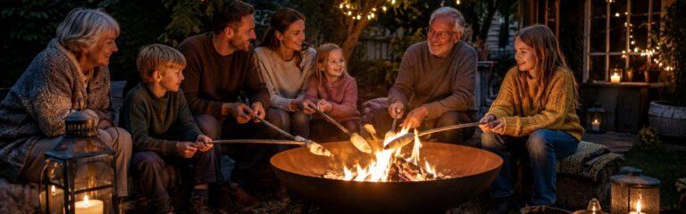 Zu sehen ist das Header Bild zum Beitrag mit dem Thema: Feuerschale und Stockbrot – Ein Klassiker für alle Generationen beim gemütlichen Lagerfeuerabend