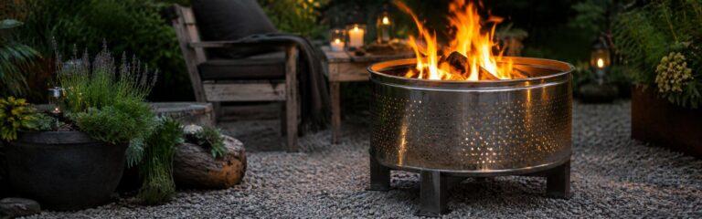 Zu sehen ist das Header Bild zum Beitrag mit dem Thema: Alte Waschmaschinentrommel als Feuerschale nutzen – Nachhaltiges Upcycling für den Garten